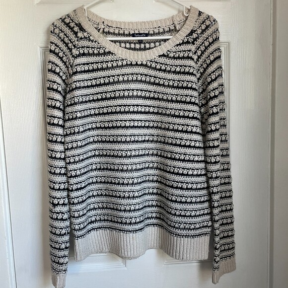 Splendid Hudson Stitch Stripe Pullover Cream Navy sweater - Picture 5 of 11